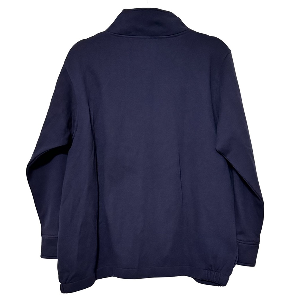 Metropolitan Navy Floral Trim Pullover Mock Neck Cotton Blend Sweatshirt Sz M - Picture 5 of 8